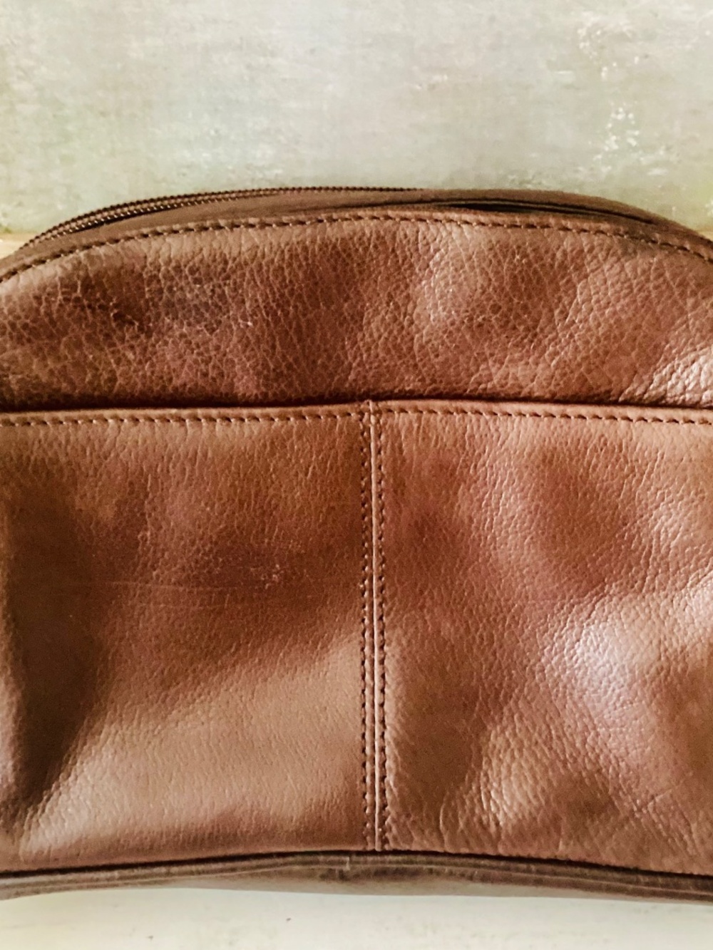 Vtg Rolfs Genuine Leather Small Brown Crossbody Purse Y2K Minimalist Travel Zip - Picture 3 of 13